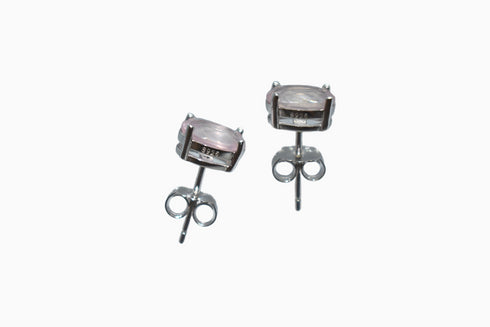 Divya दिव्या | Rosenquarz | Ohrstecker | Silber | Rhodiniert